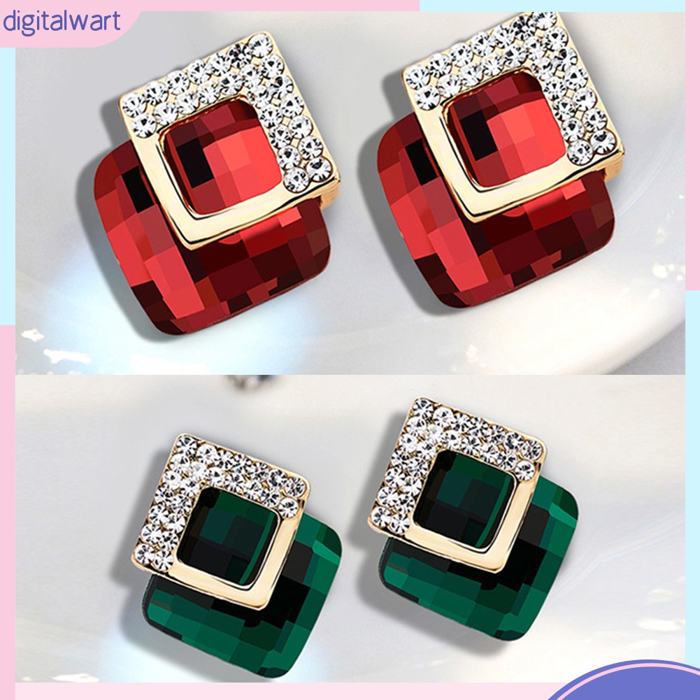 Khuyên tai hình vuông đính đá thời trang sành điệu cho nữ