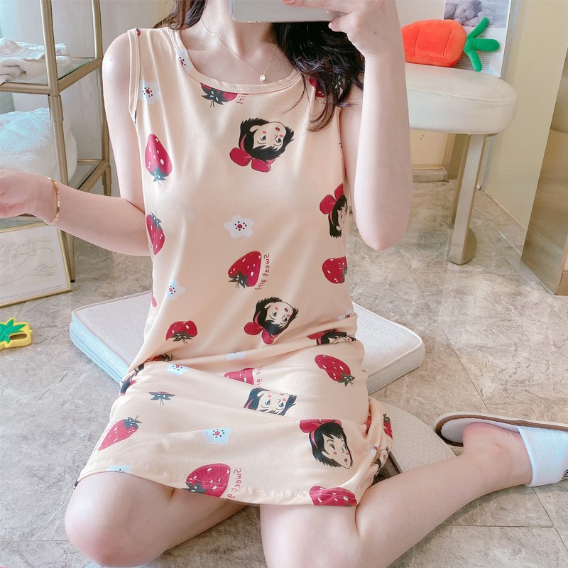 [Mã WASTUP giảm 10% tối đa 30K đơn 99K] Váy ngủ cộc tay thun sữa mềm mát siêu dễ thương [VN02 | BigBuy360 - bigbuy360.vn