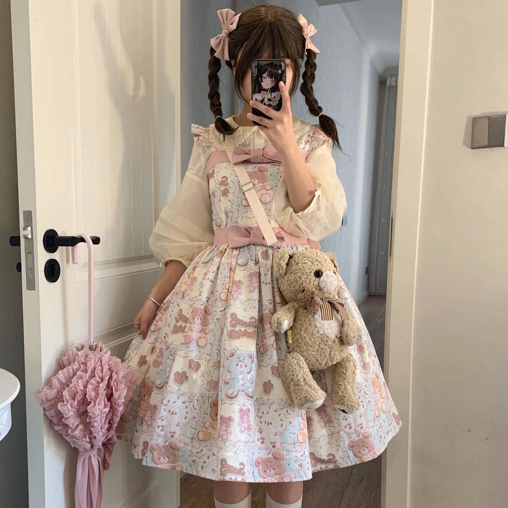 Đầm Lolita Hai Dây Màu Macaron