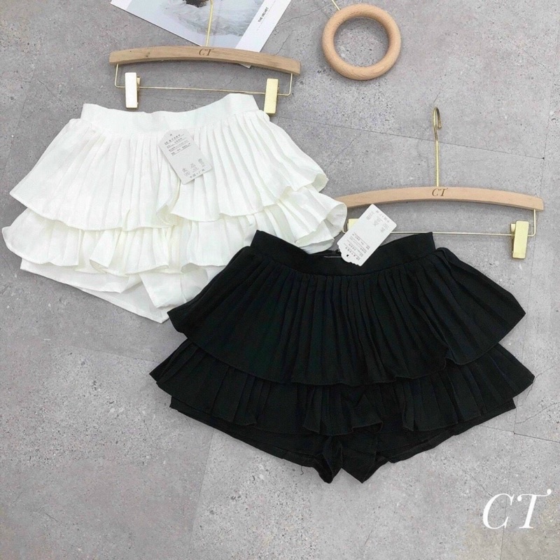 Chân Váy Xếp Ly Hai Tầng Phồng Xoè Có Quần Trong Chất Vải Voan Đẹp - Titifa Shop