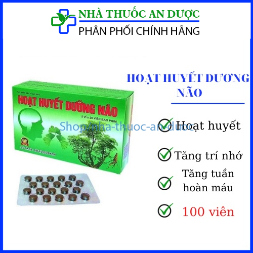 Hoạt huyết dưỡng não tăng cường trí nhớ giúp hoạt huyết, tăng cường trí nhớ, tăng tuần hoàn máu – Hộp 100 viên