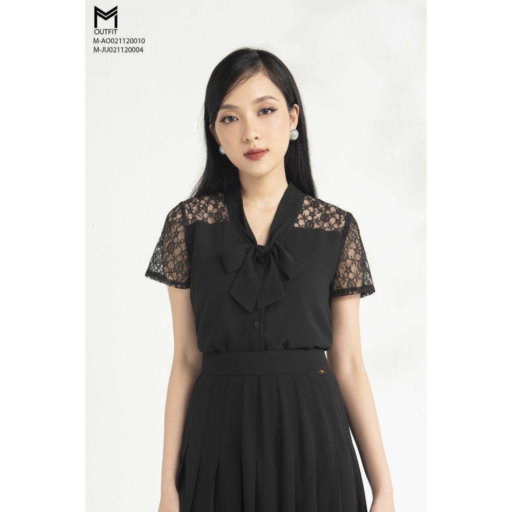 Áo Sơ Mi Cộc Tay nẹp mở tay phối ren MMOutfit M-AO021120010