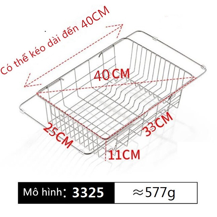 Rổ inox 304 treo bồn rửa chén, rửa rau củ đa năng