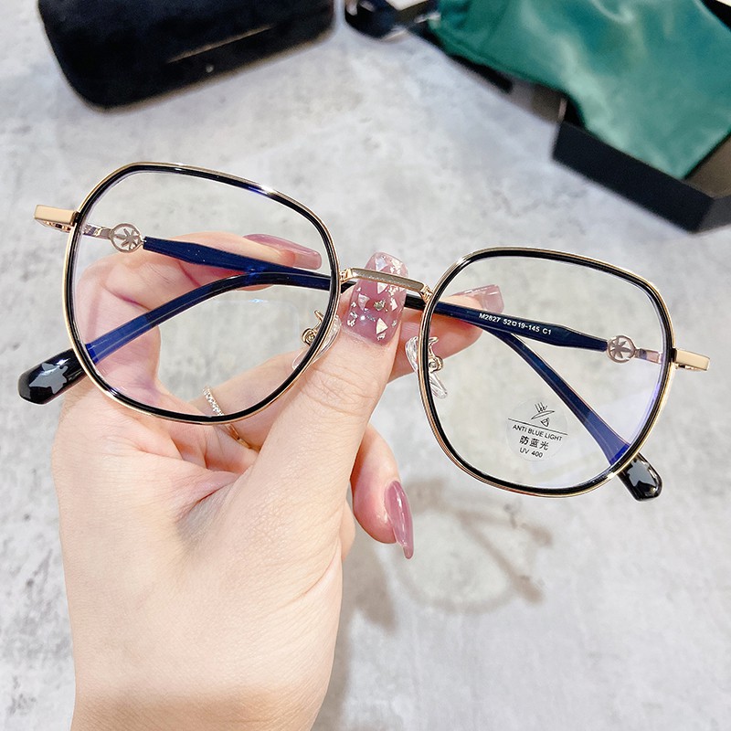 Mắt Kính Gọng Tròn Màu Xanh Dương Phong Cách Retro Thời Trang Jz2827