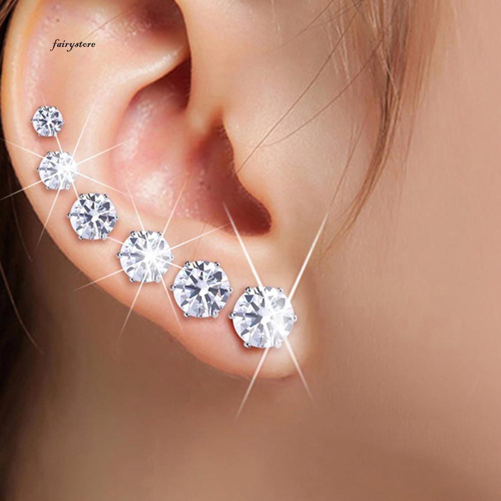 Set 12 đôi bông tai đính đá cubic zirconia