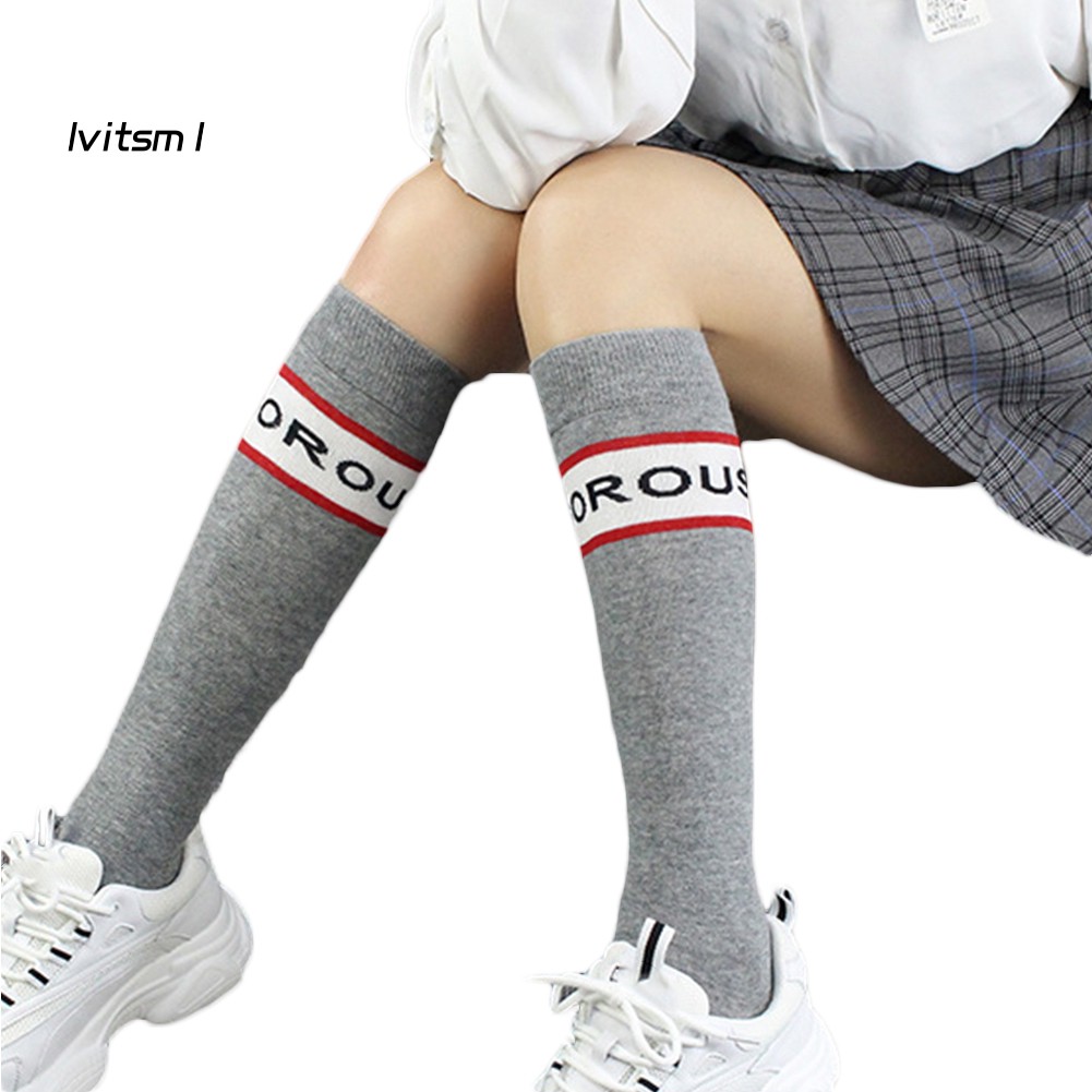 【LTM】Autumn Winter Women Stripes Letters Elastic Middle Tube Socks Warm Stockings | BigBuy360 - bigbuy360.vn