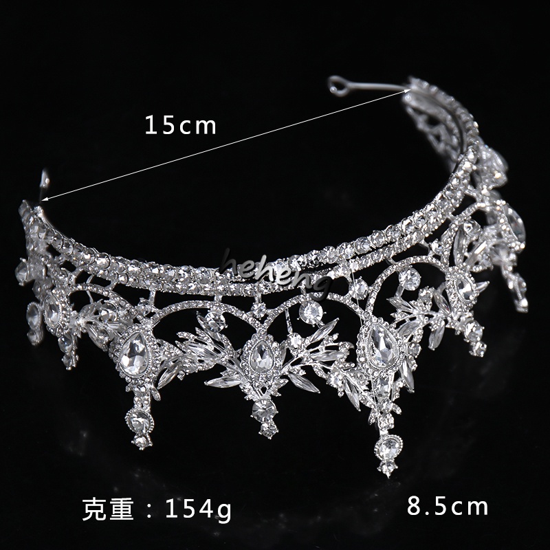 Vương miện màu bạc đính đá nhân tạo lấp lánh phong cách công chúa cho cô dâu