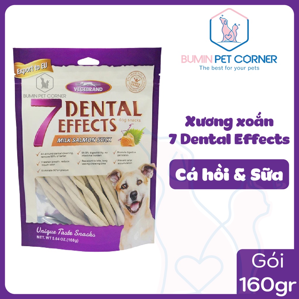 Xương xoắn gặm sạch răng cho chó 7 Dental Effects gói 160g