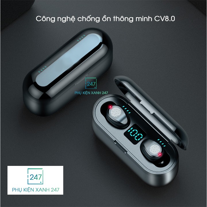 tai nghe không dây 5.0 Amoi F9 ⚡️Đ𝐈̉𝐍𝐇 𝐍𝐇𝐀̂́𝐓⚡️  Âm Thanh SIÊU ÊM, chống nước, Pin 2000Mah Kiêm Sạc dự phòng