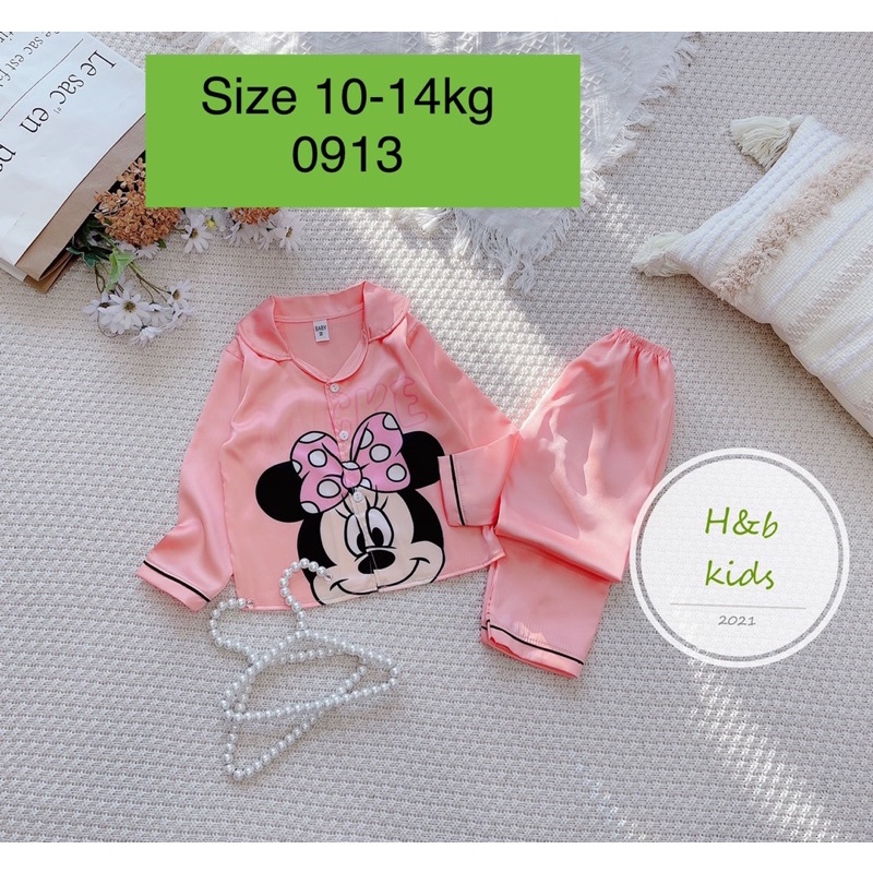Pizama lụa satin cho bé size 10-14kg