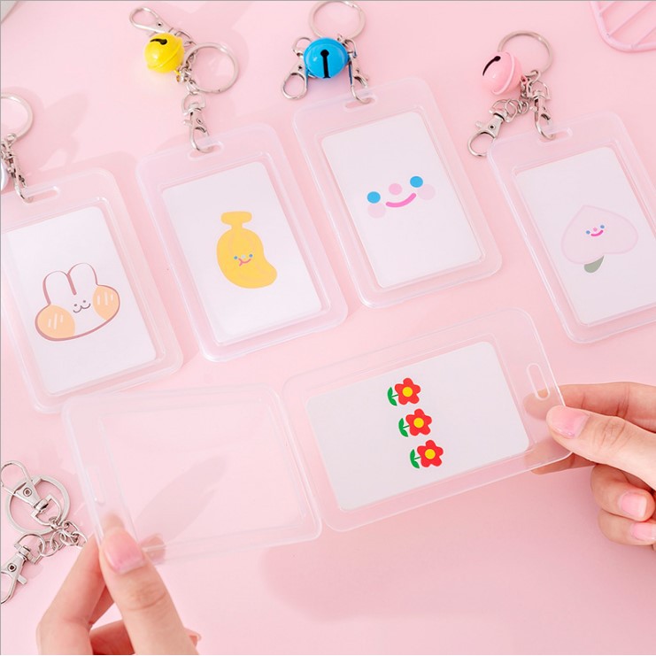 Thẻ tên học sinh, sinh viên trong suốt có móc khóa chuông (TTS05)