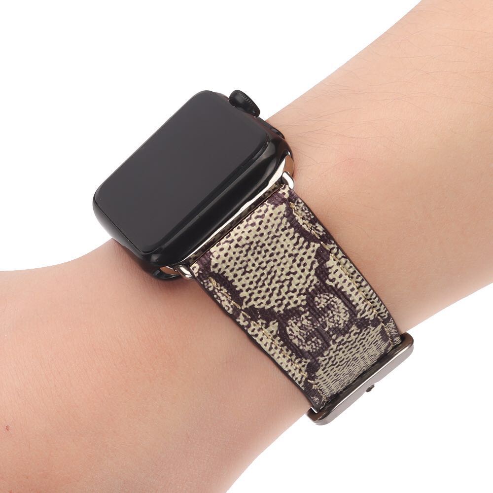 Dây Đồng Hồ Thể Thao Bằng Da PU Họa Tiết GUCCI Cho iWatch Series 3 4 5 6 7