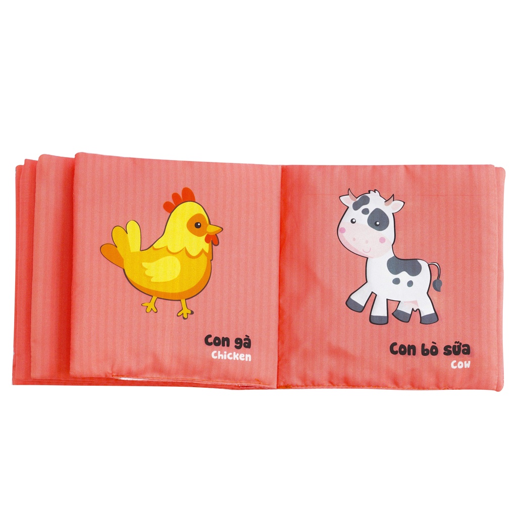 Sách Vải Lalala Baby - Song Ngữ Chủ Đề Động Vật - Cho Trẻ Sơ Sinh Phát Triển Trí Não