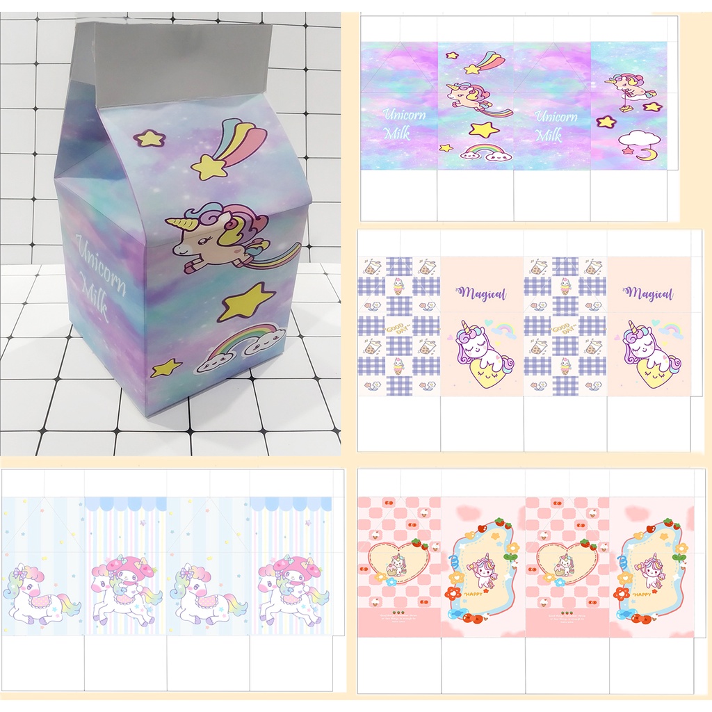 Hộp quà ngựa thần unicorn HQSI7 hộp quà hộp sữa cute hộp dễ thương hoạt hình 18*10*10cm