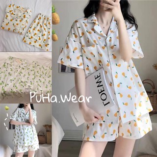 (Ảnh thật/Video) Bộ Pijama hình cộc tay nữ hình hoa quả siêu hot hit, bộ đồ mặc nhà siêu kute