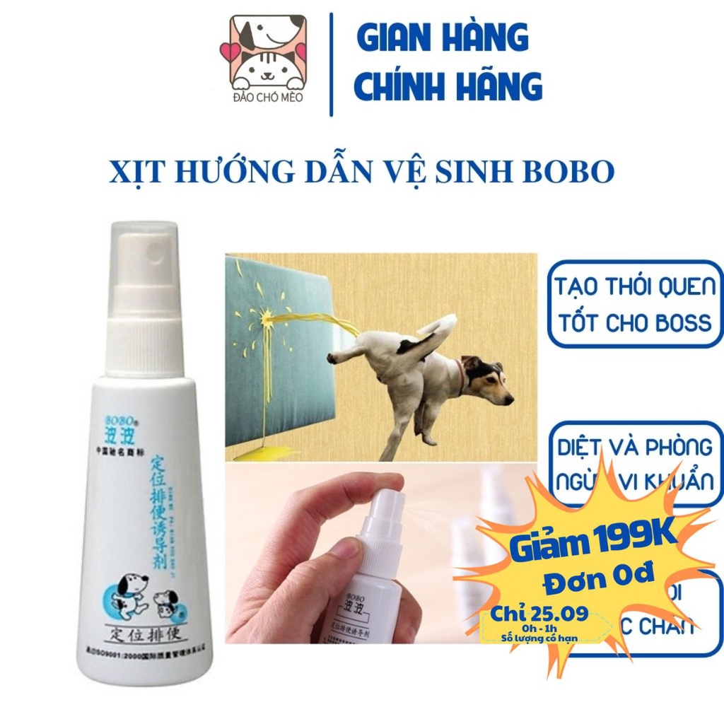 Xịt hướng dẫn vệ sinh đúng chỗ BoBo loại thế hệ mới - Xịt Bobo giúp chó mèo vệ sinh đúng chỗ - Đảo Chó Mèo