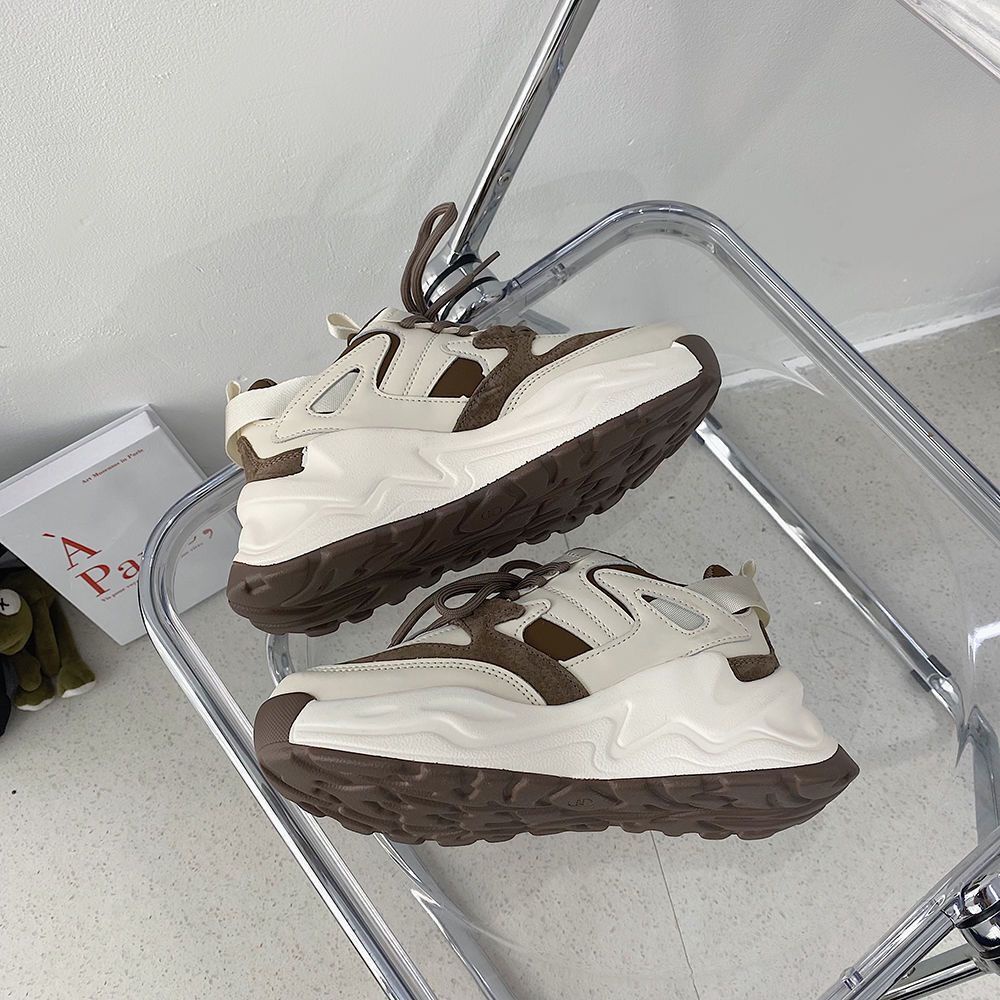 Giày Thể Thao Da Đế Dày Màu Đen Thời Trang Mùa Xuân Cho Nữ