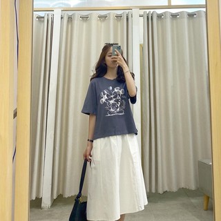Áo thun nữ form lửng P&B in hình mickey