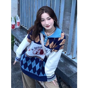 Áo len cổ polo vintage size rộng