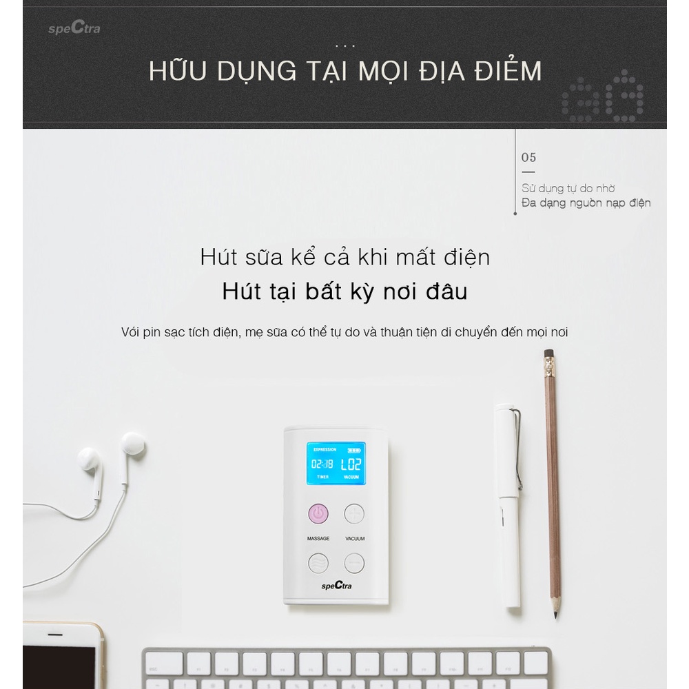 Máy hút sữa điện đôi Spectra 9S phù hợp với những mẹ sữa năng động thường xuyên phải di chuyển - MEDICAL