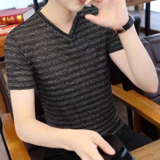 Áo thun len nam cộc tay cổ tim