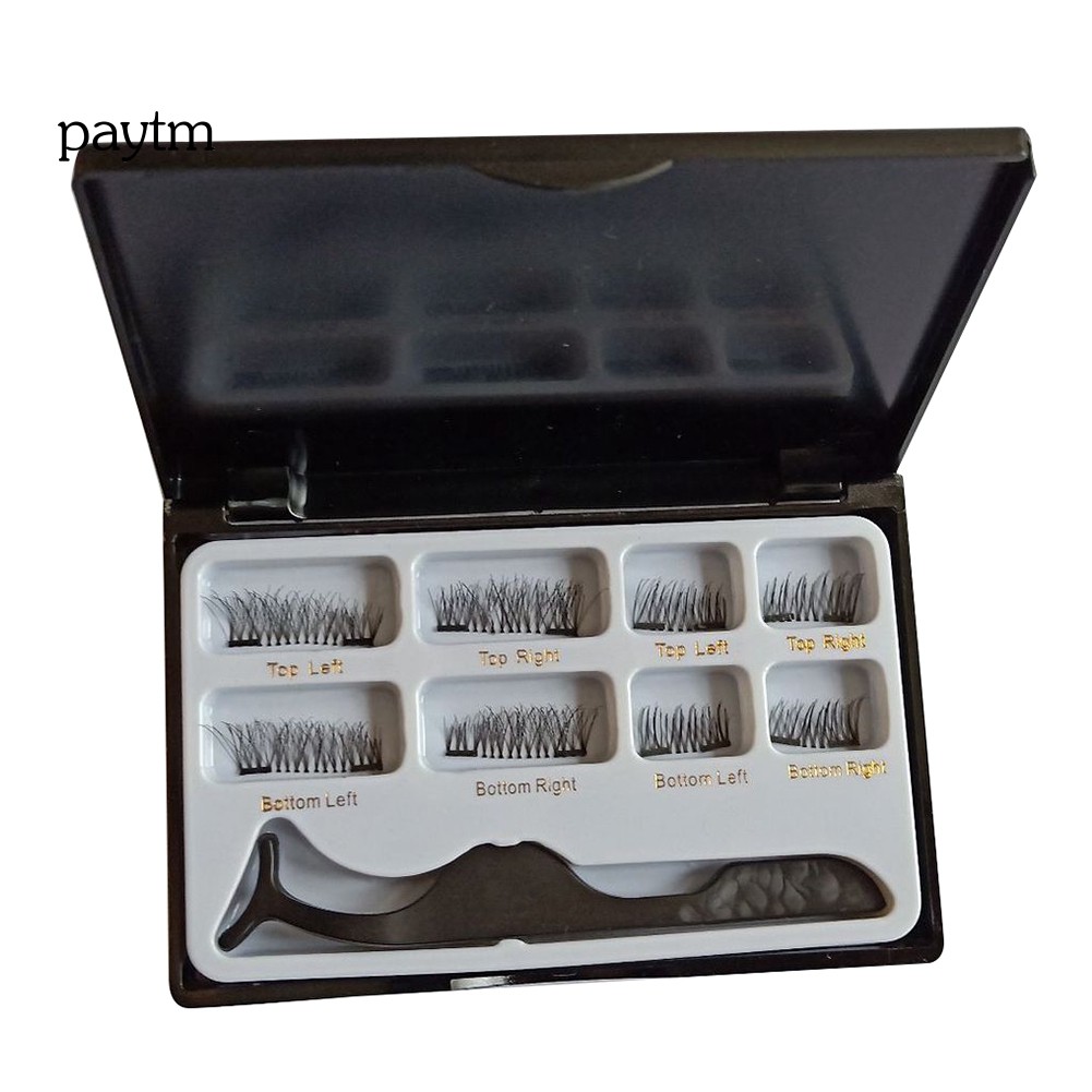 PM 8Pcs Magnetic Faux Eyelashes Thick Long Natural Lash Extension with Tweezers