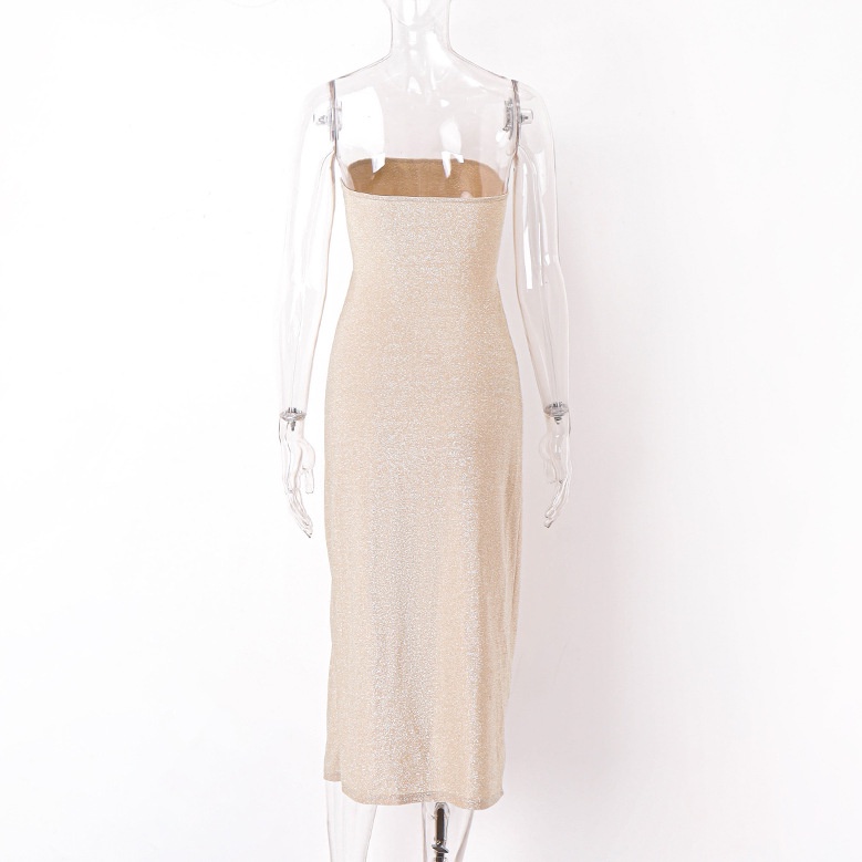 Đầm Ôm Không Tay Phối Sequin Lấp Lánh Thời Trang Cho Nữ