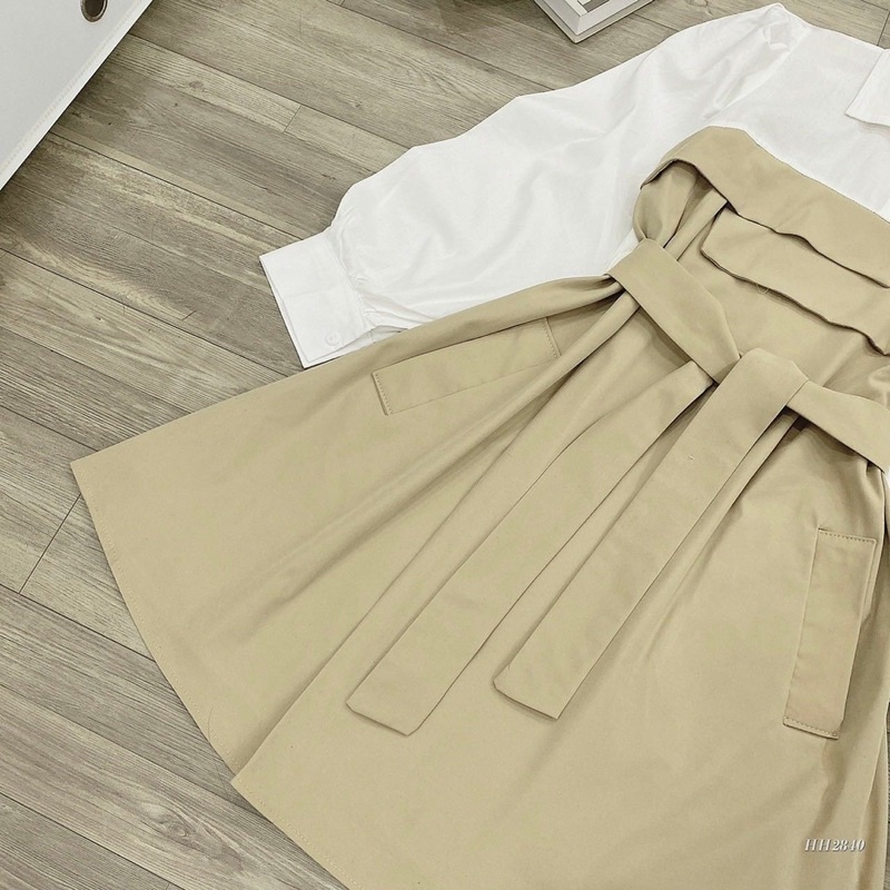 Đầm kaki  pha sơ mi