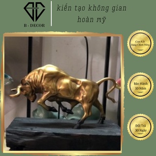 Tượng bò tót phố wall chất liệu đồng+ đế gỗ cao cấp- Bò tài chính chứng khoán- quà tặng cao cấp