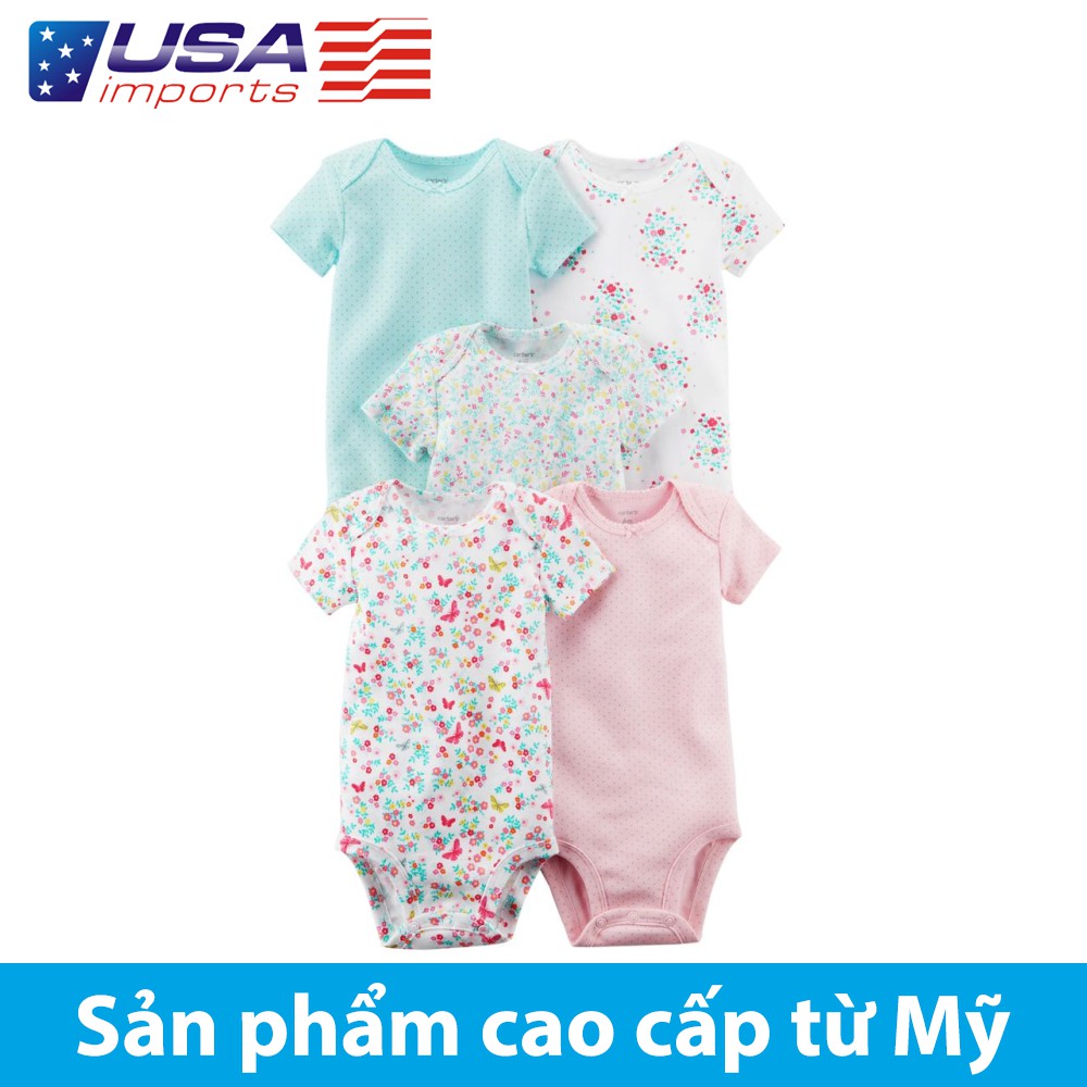Set 5 bodysuit tay ngắn Car-tờ Auth Từ Mỹ (126H263)