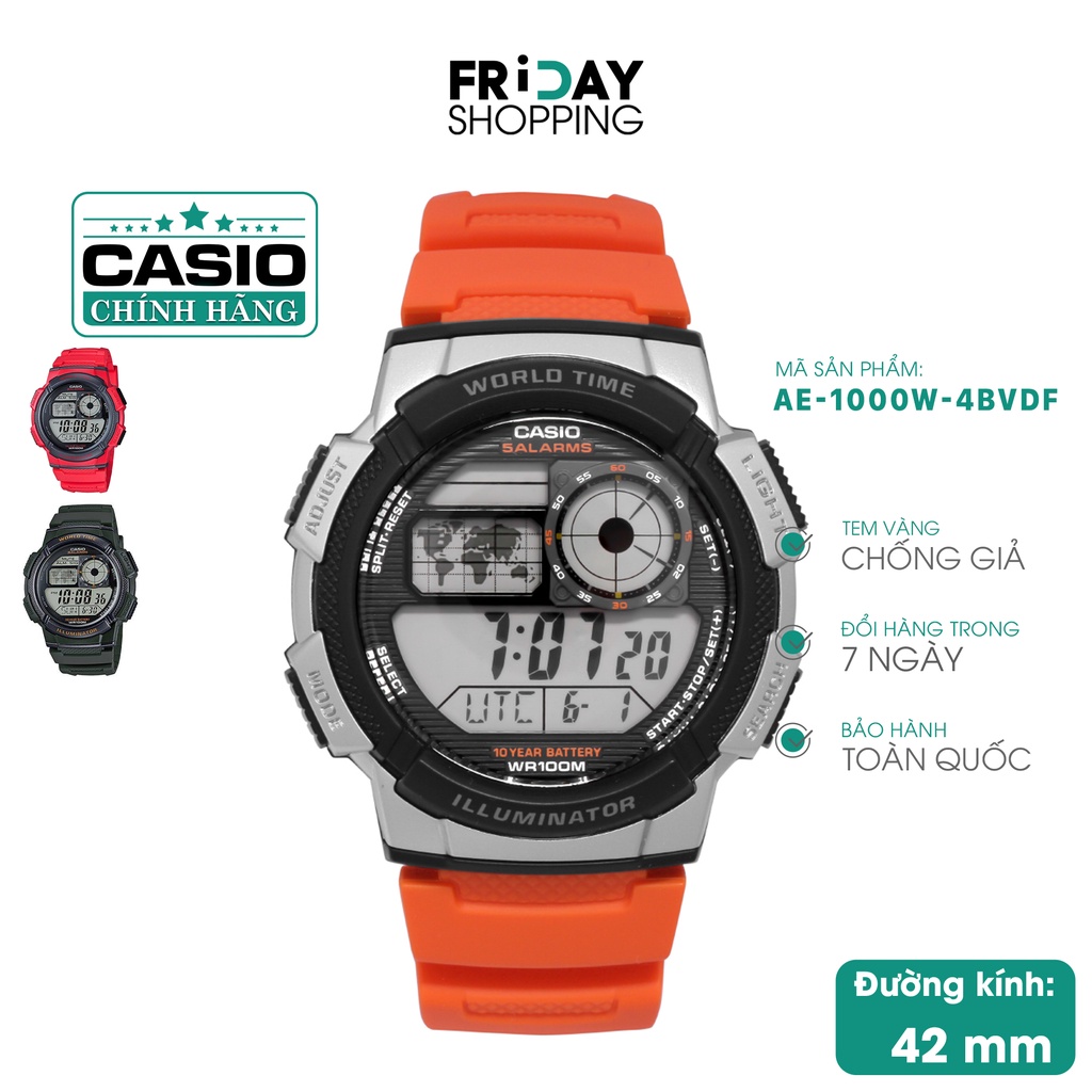 Đồng hồ nam điện tử Casio AE-1000W-4AVDF dây cao su thể thao chính hãng
