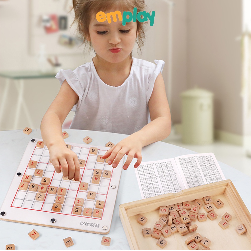 Đồ chơi trí tuệ Sudoku Emplay bằng gỗ bền đẹp an toàn câu đố sắp xếp số dựa trên logic theo tổ hợp cho trẻ từ 3 tuổi