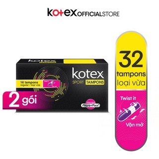 Combo 2 Tampon Kotex loại vừa công nghệ Micro Max (16 miếng/hộp)
