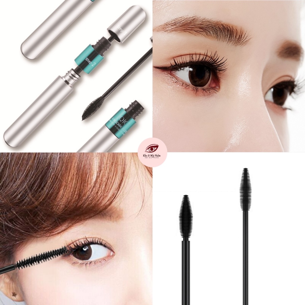 Mascara QIC 4D 2N1 thiết kế hai đầu cọ giúp dài và dày mi - mascara JINT