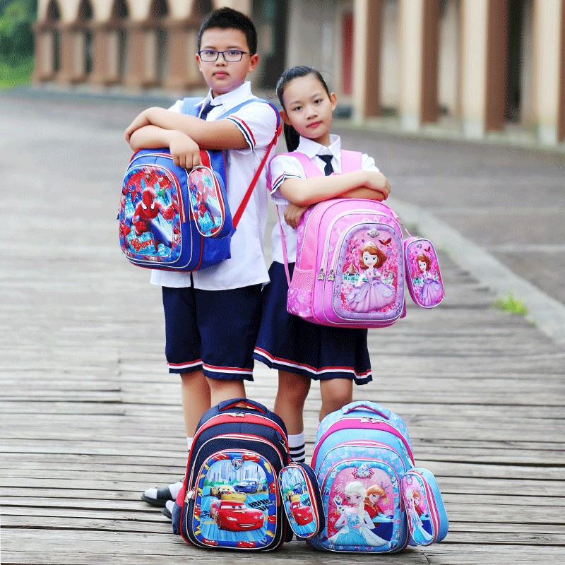 ba lô học sinh siêu nhẹ dành cho bé trai (balo hoc sinh di hoc cap 1), balo chống thấm nước hình siêu nhân