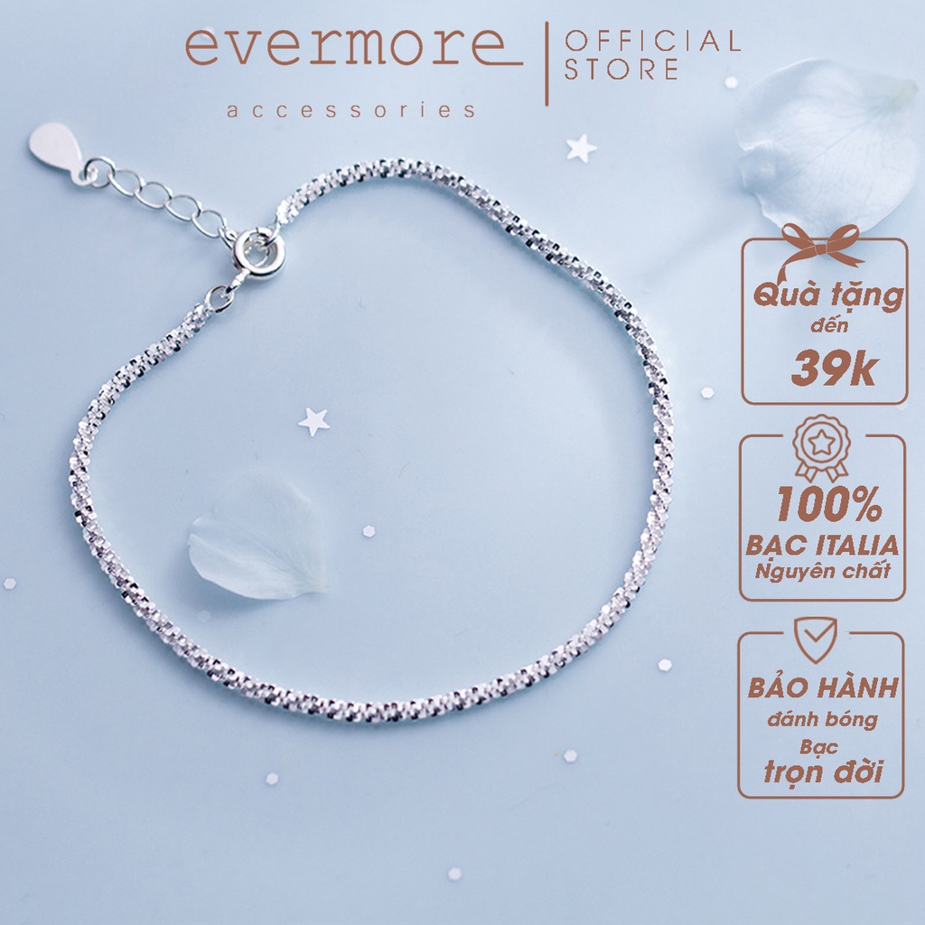 Vòng tay bạc EVERMORE, lắc tay dây tròn xù xoắn lấp lánh bạc Ý 925 nguyên chất, phong cách minimalism, thanh lịch - L002