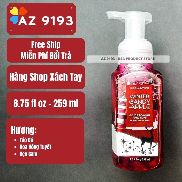 [Mua Tại Mỹ] Nước Rửa Tay Bath and Body Works 259 ml Dạng Bọt (Foaming) - AZ 9193 Nước rửa tay bọt, Nước rửa tay bbw