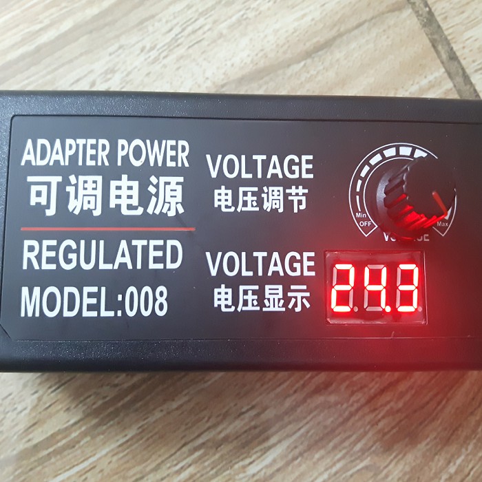 Nguồn adaptor một chiều, thay đổi điện áp đầu ra, có màn hình led 3-12V, 5A, và 3-24V,3A, Jack DC 5.5x2.1mm