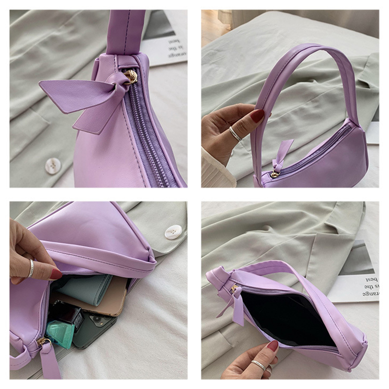 Túi Xách Nữ Da Pu Đính Nơ Phong Cách Retro