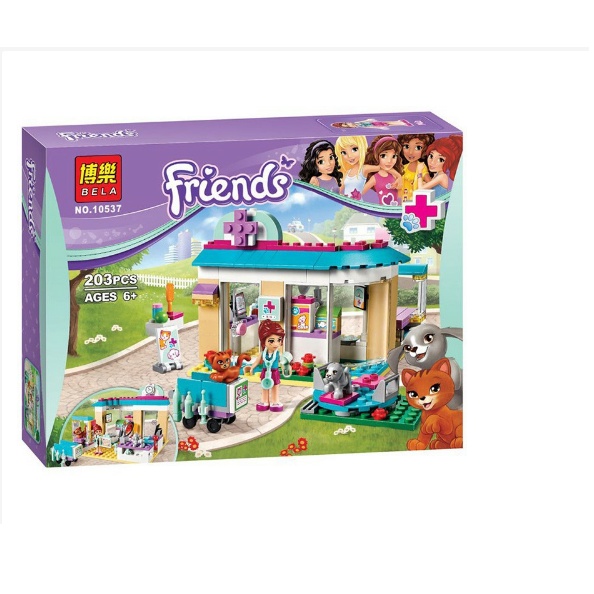 Đồ chơi lắp ráp xếp hình Friends Bela 10537-Trạm thú y,phòng khám y tế 203 khối -lego con gái