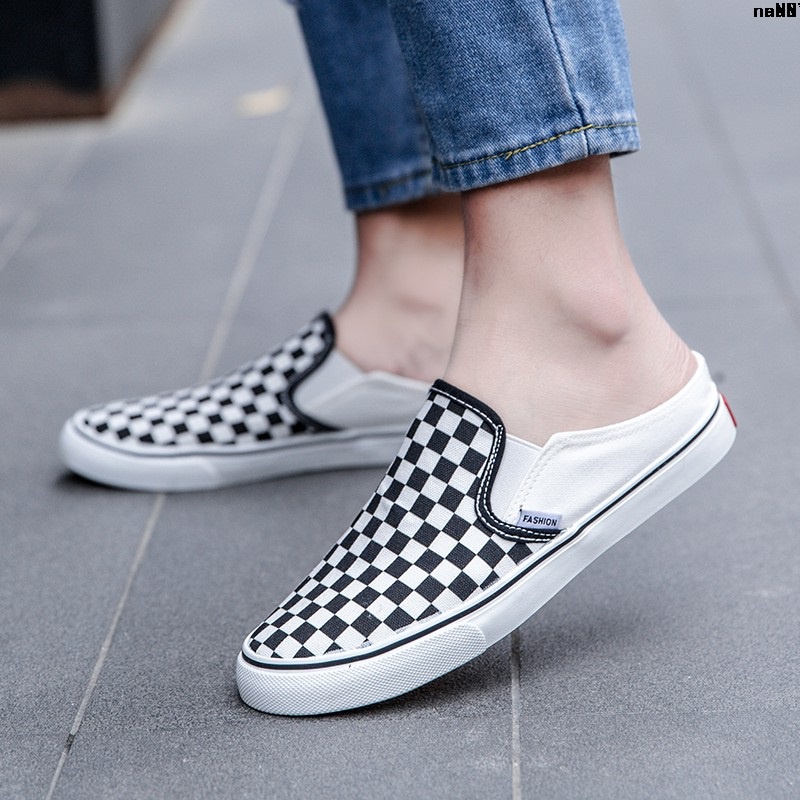 Giày Lười Hở Gót Chất Liệu Canvas Màu Đen Thời Trang Mùa Hè Cho Nam | BigBuy360 - bigbuy360.vn
