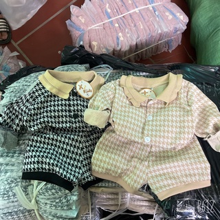 Set len dạ ziczac bé gái