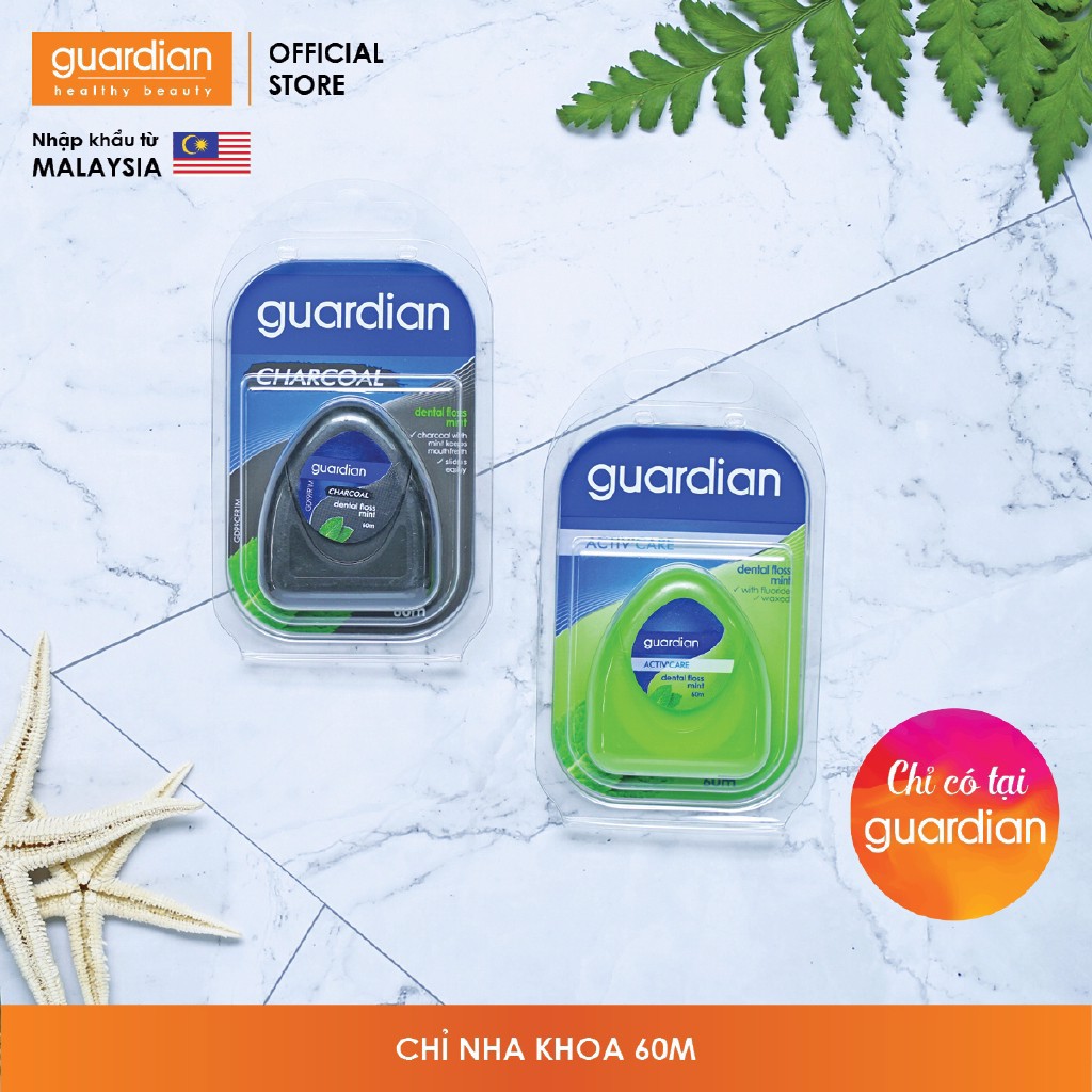 Chỉ nha khoa Guardian Dental Floss Pick 50 cây Hương Bạc Hà, Than Hoạt Tính