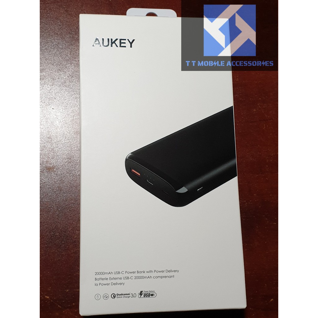 Sạc Dự Phòng 20000mAh AUKEY PB-Y23, sạc vào bằng cáp lightning-Iphone/Ipad, Aukey VIETNAM,mới 100%, B/hành 2 năm 1 đổi 1