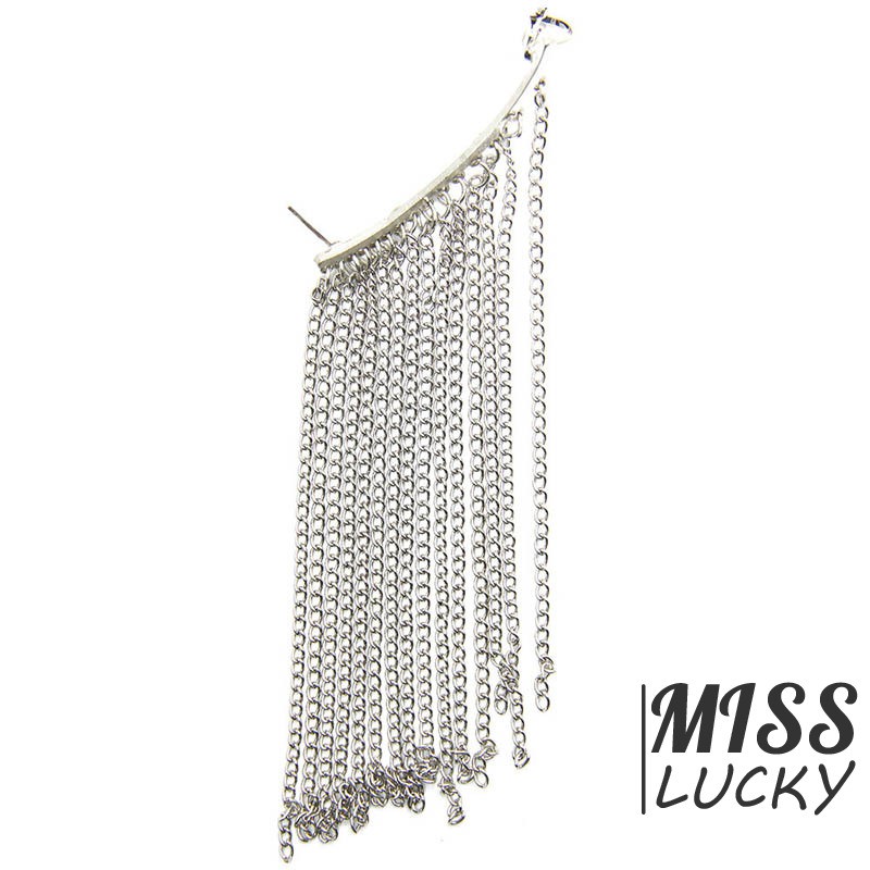 ❤HHN-VN 1Pcs  High Quality Fashion Earring Unilateral Gold and Silver Tassel Long Earring Personalit
