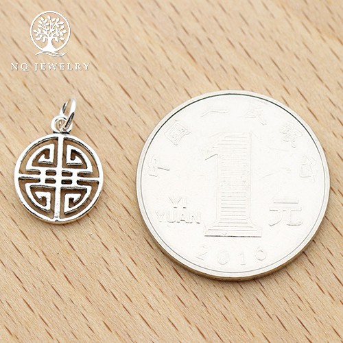 Mặt dây chuyền bạc tròn hình chữ hỷ- NQ Jewelry