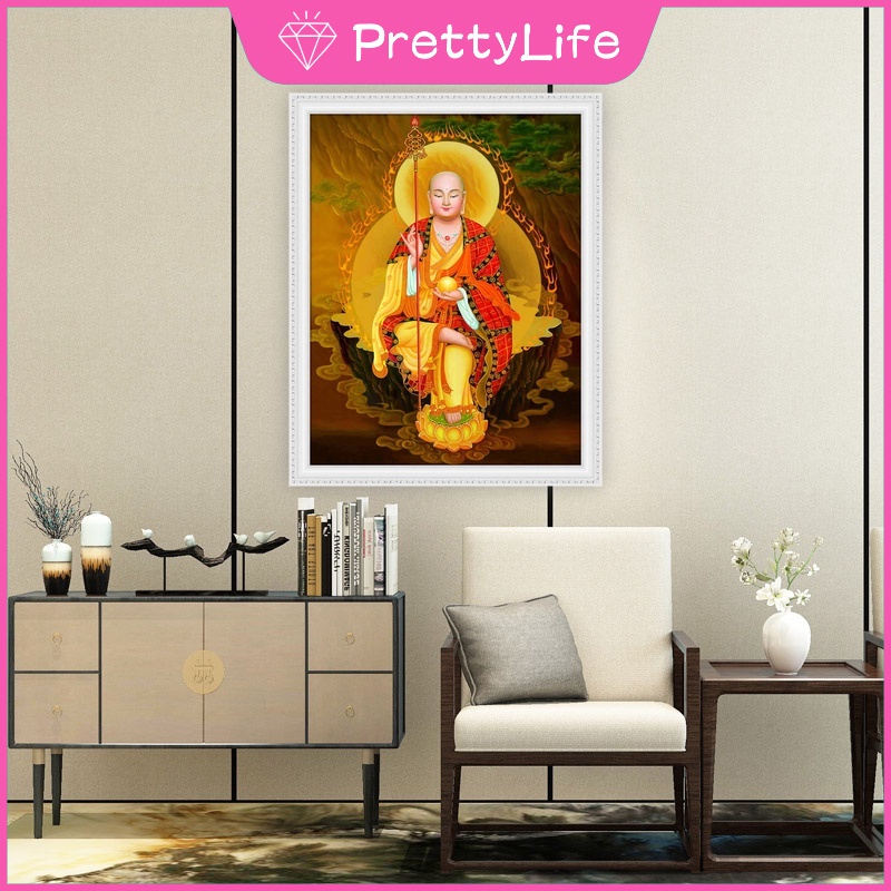 Bộ Tranh Sơn Dầu 40x50cm Tự Làm Họa Tiết Đức Phật Bắt Mắt Kèm Phụ Kiện