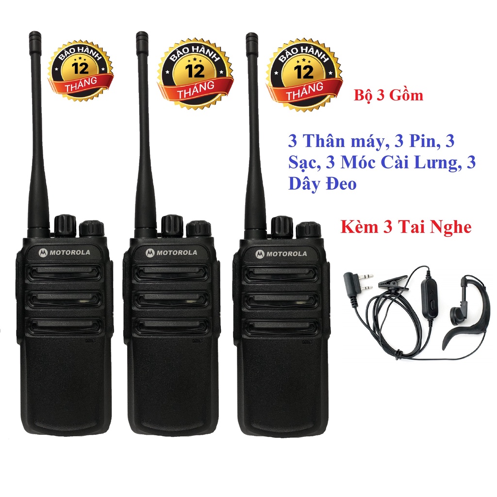 Bộ 3 Bộ đàm Moto CP838 (Siêu bền, Loa chống từ tính, Pin dung lượng lớn, cự ly liên lạc xa)