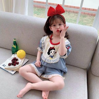 Bộ Bé Gái ,Bộ đùi cotton Bạch Tuyết Xanh Cho Bé gái từ 10-25kg