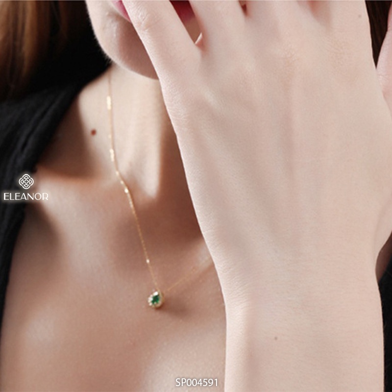 Dây chuyền nữ mặt hình giọt nước đính đá xanh Eleanor Accessories vòng cổ nữ viền đính đá phụ kiện trang sức dễ thương